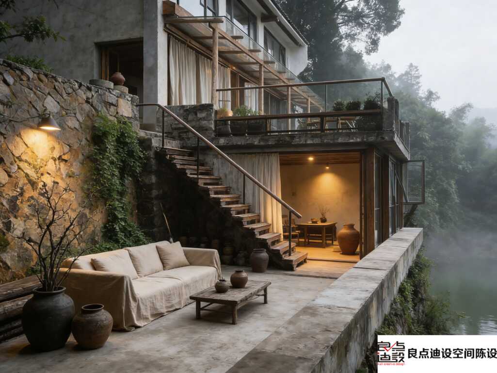 装修软装设计天花板!这家山间民宿把侘寂风玩出花了~